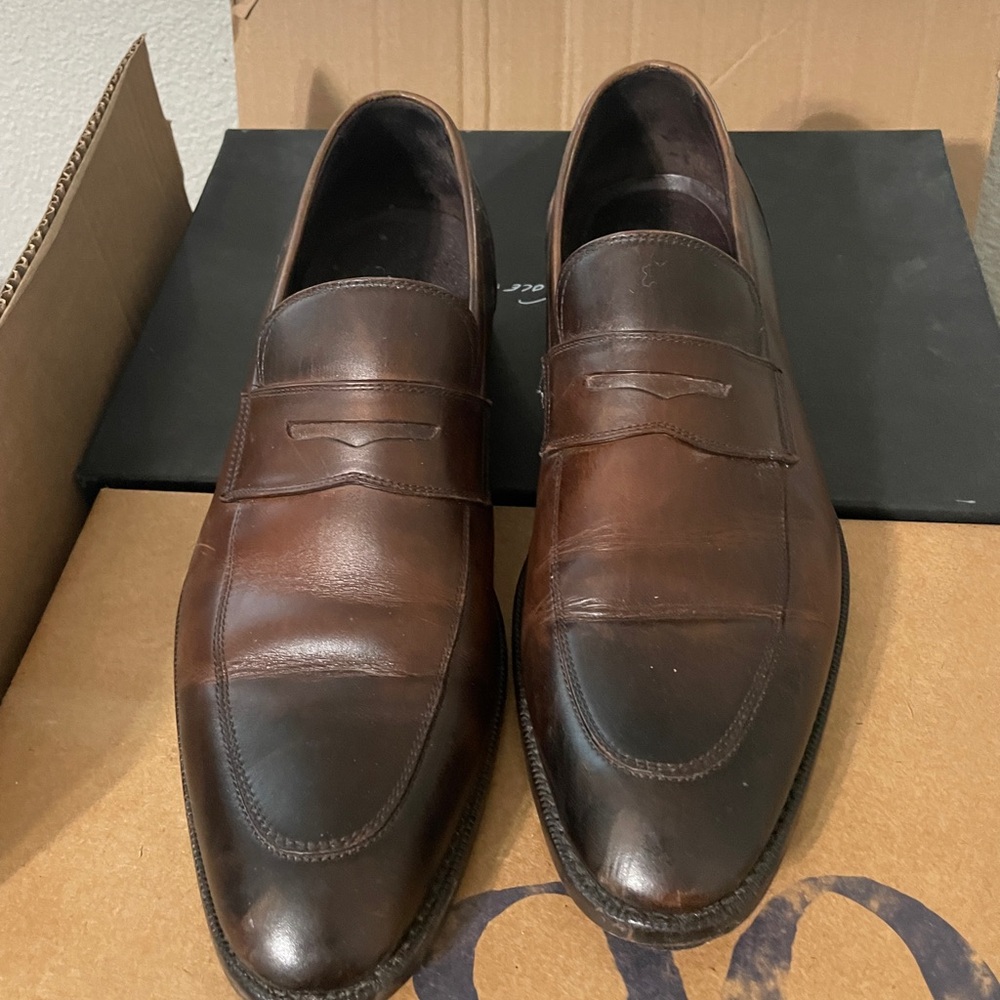 Ermenegildo Zegna Brown Leather Penny Loafers